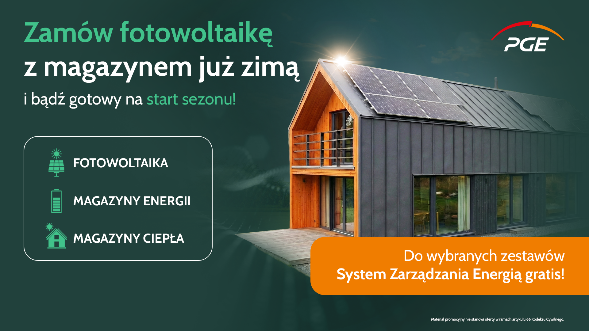 Fotowoltaika z PGE i Magazyny Energii oraz ciepła z promocją EMS gratis