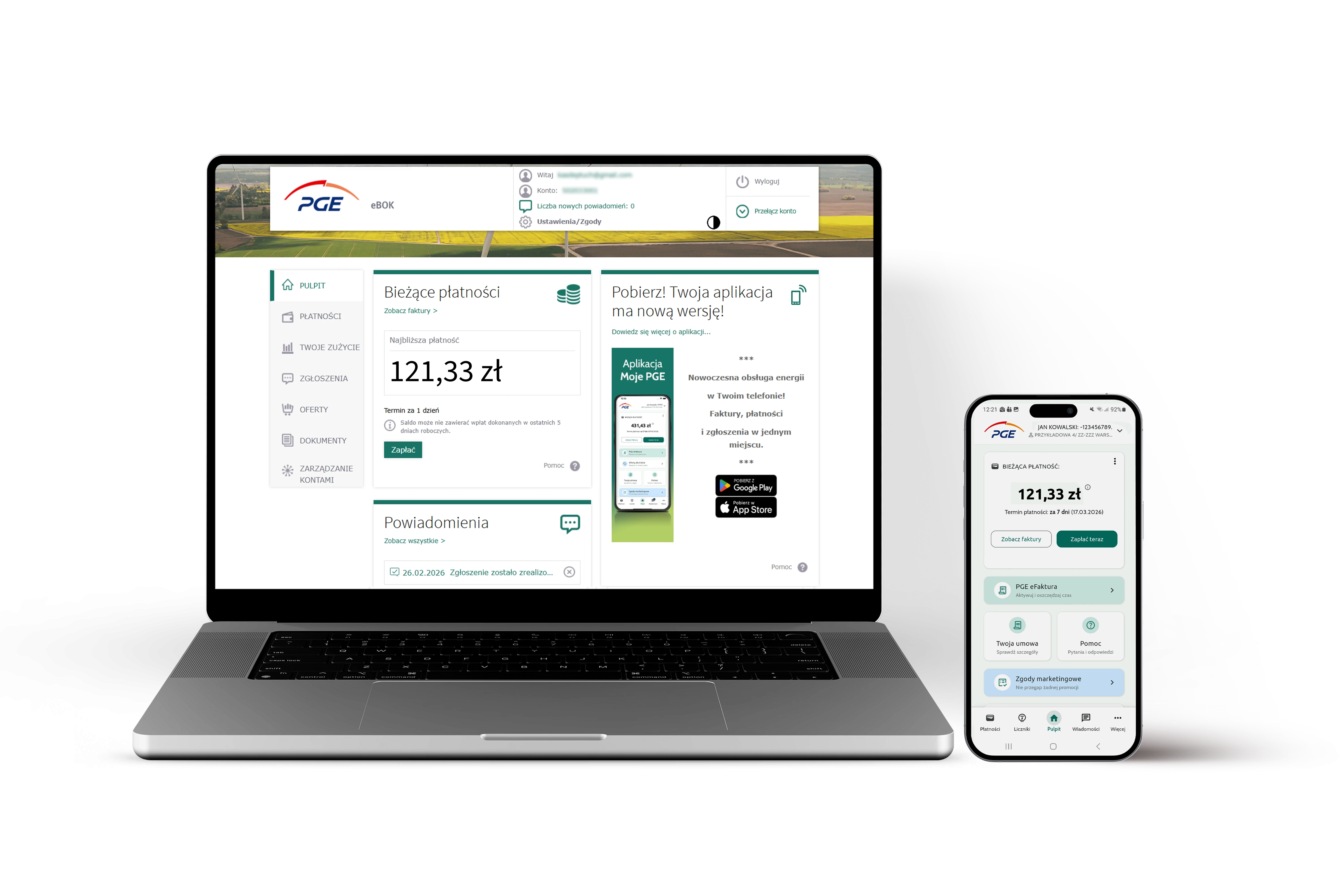 Szybkie płatności PGE eBOK + Moje PGE