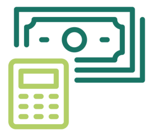 Ikona kalkulatora i banknotów